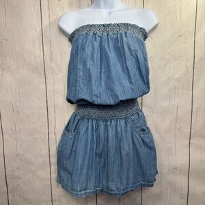 Mudd Light Blue Strapless Jumpsuit